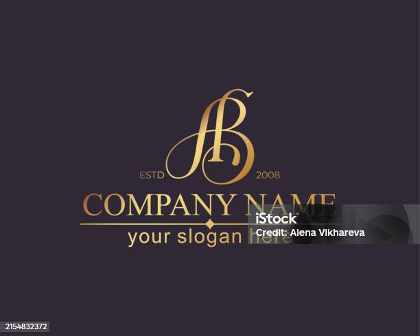Ab Lettering Design Letter Template Elements Personal Monogram Vector Elegant Letter Ab ...