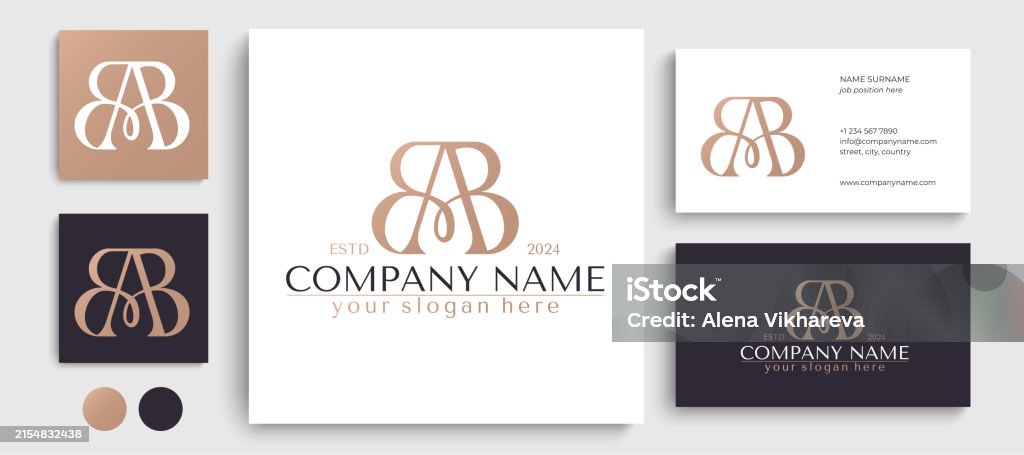 Ab Lettering Design Letter Template Elements Personal Monogram Vector Elegant Letter Ab ...