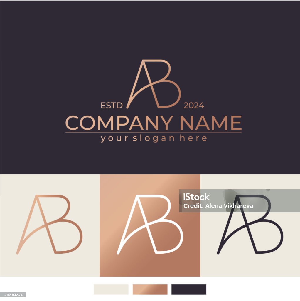 Ab Lettering Design Letter Template Elements Personal Monogram Vector Elegant Letter Ab ...
