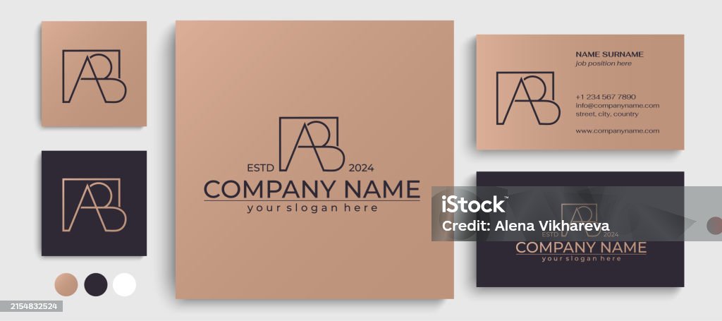 Ab Lettering Design Letter Template Elements Personal Monogram Vector Elegant Letter Ab ...