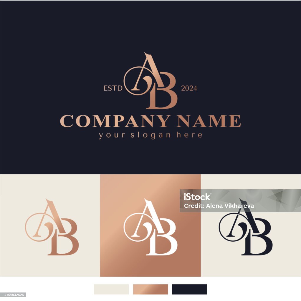 Ab Lettering Design Letter Template Elements Personal Monogram Vector Elegant Letter Ab ...
