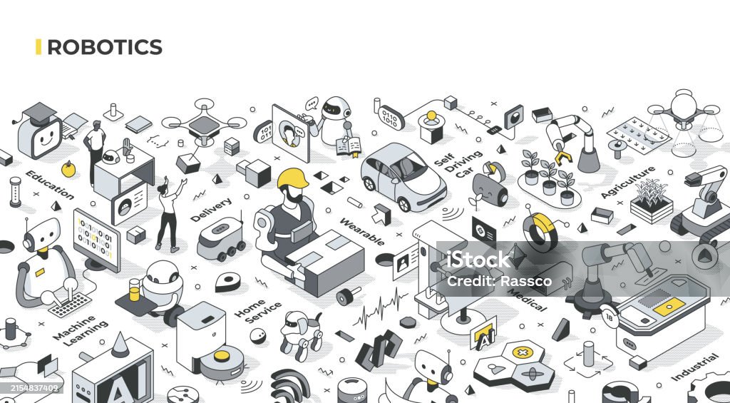 Isometric Lesson Robot Robotics Isometric Illustration Stock Illustration - Download Image Now ...