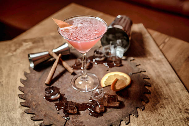 istock Glass Filled With Drink on Wooden Table 2154846287