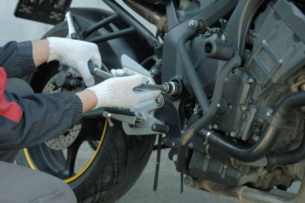 istock A sports motobike.Engine maintenance.The service center. 2154848241
