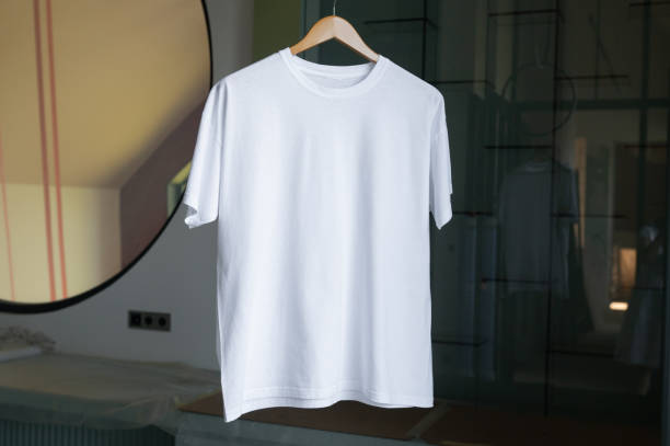 istock Mock-up white T-shirt with short sleeves 2154849263