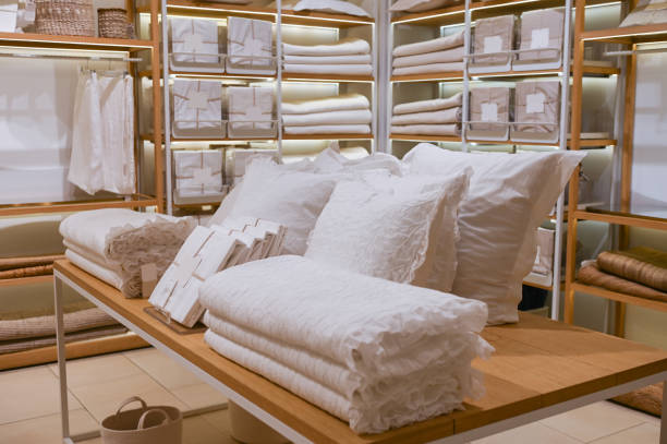 istock White bedding is on the shelf in the store 2154849385