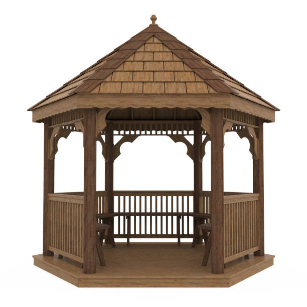 istock Wooden Gazebo Isolated 2154849472