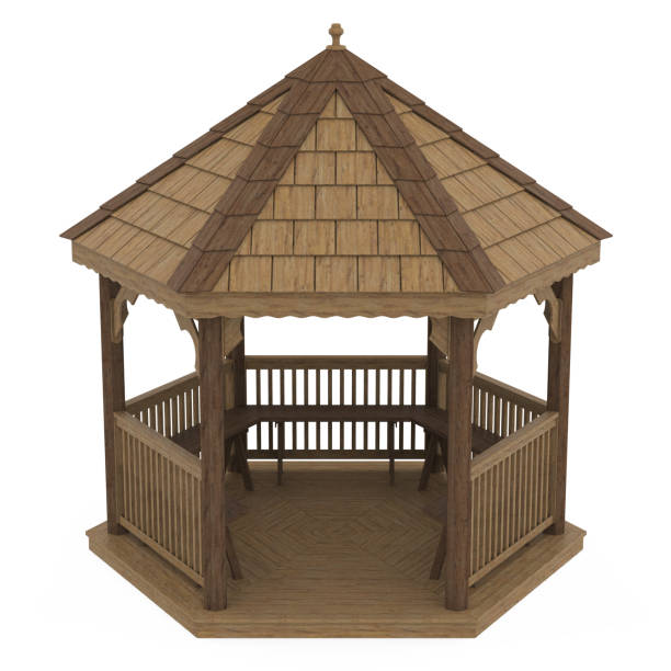 istock Wooden Gazebo Isolated 2154849521