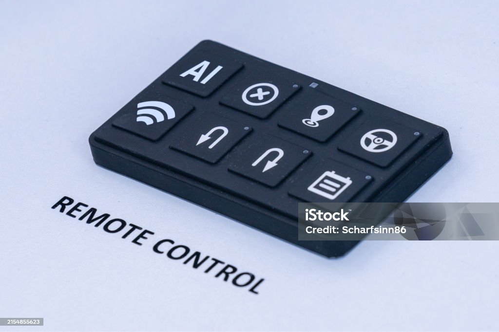 Driven Remote Control Remote Control Dashboard With Buttons Autonomous Driving Concept Stock ...