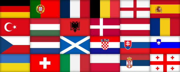 istock Set of European flags with Original Colors 2154856105