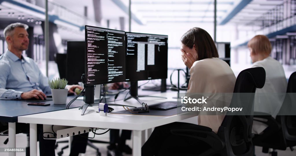 Not Stressed Programmer Unhappy Sad Developer Programmer Man In Stress Coding Software Stock ...