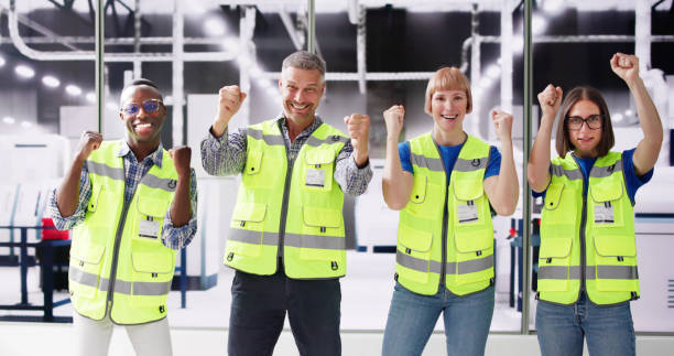 istock Happy Excited Factory Engineer Team 2154863756