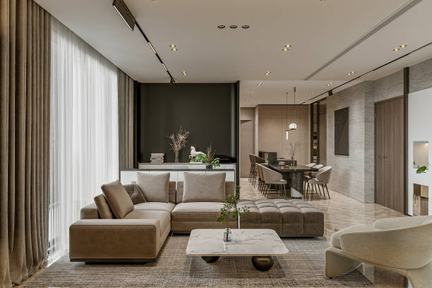 istock Modern classic interior design living and dining room with classical element 2154867901