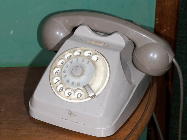 Vintage telephone isolated on white background.
