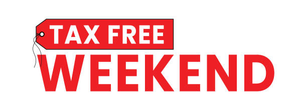 bildbanksillustrationer, clip art samt tecknat material och ikoner med tax free weekend. tax free weekend sign, icon, label, sticker, poster, vector - helgaktivitet