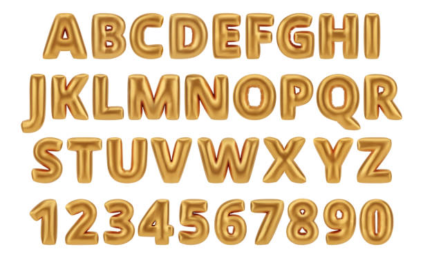 istock ABC letters and numbers, isolated realistic golden balloons font. Vector glossy alphabet symbols and characters, inflatable numeric for birthdays or party decorations. English typeface design 2154873870