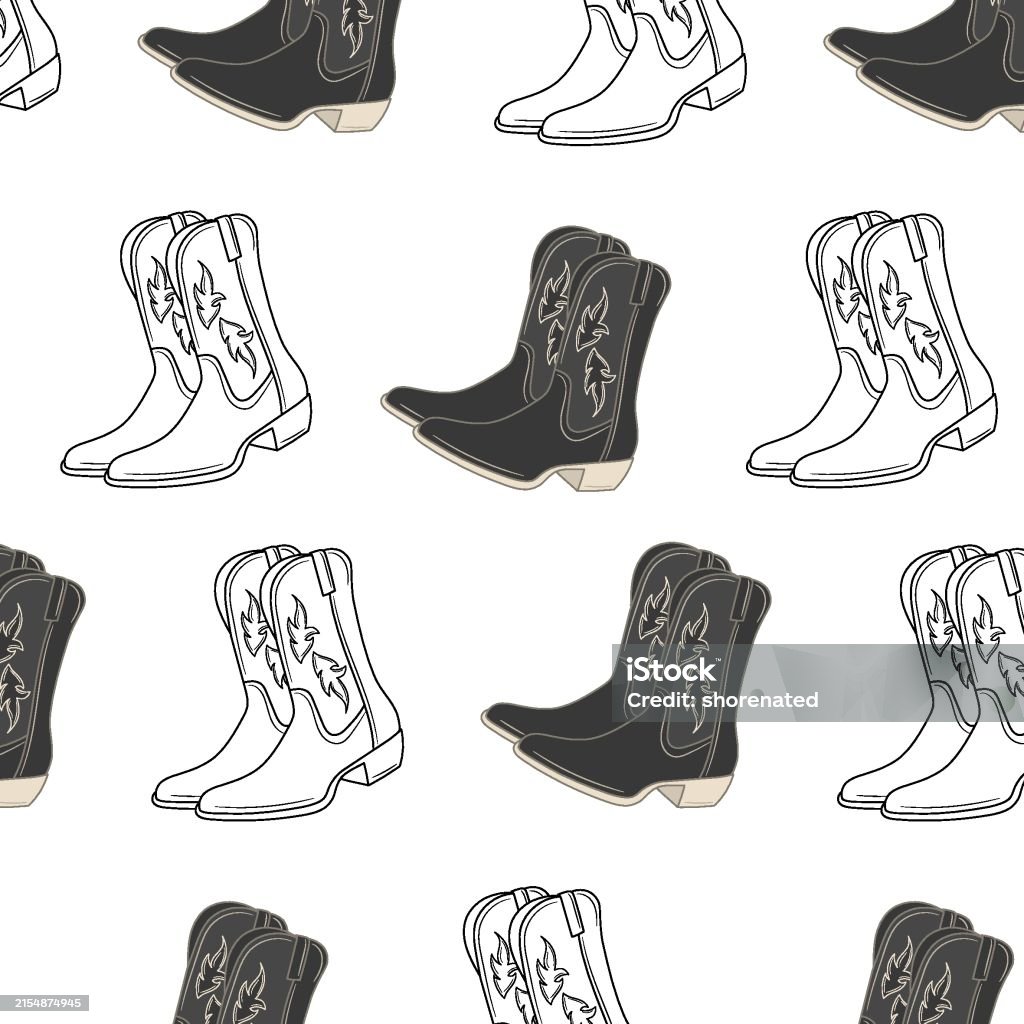Background Color Boot Cowboy Boots Vector Seamless Pattern Background Stock Illustration ...