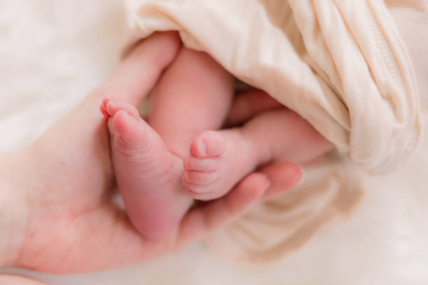 istock A father cradles his newborn baby's tiny feet in his hands. 2154877787