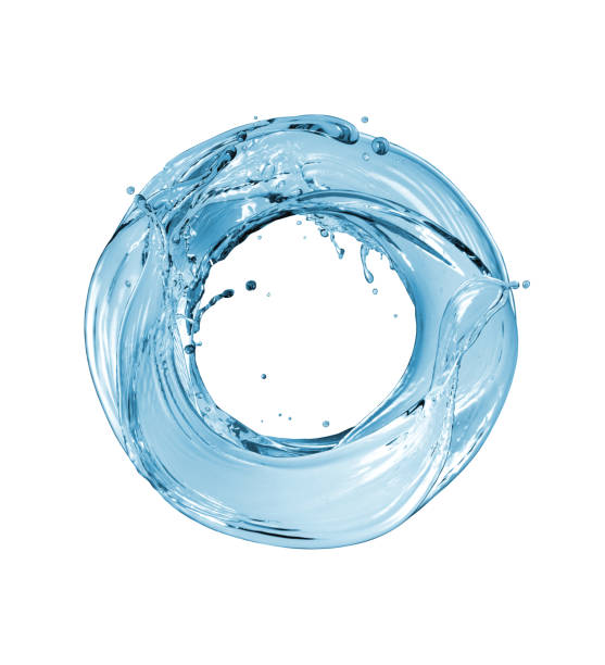 istock Round shape made of fresh water splashes isolated on white background 2154879082