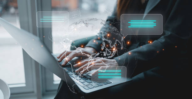 istock Woman hand using smartphone typing live chat chatting on application communication digital web and social network concept. Social media application chat box. 2154882051