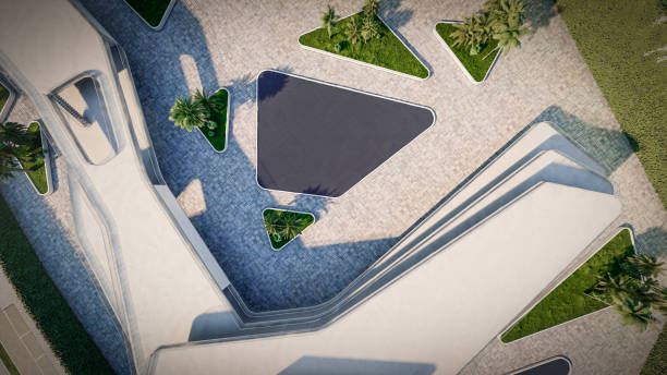 istock Plan top view render of organic architecture 2154889380
