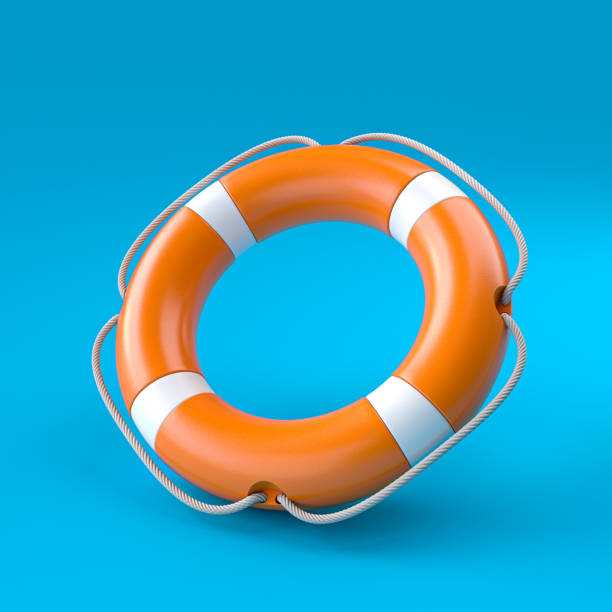 istock Life preserver is shown in a blue background 2154890997
