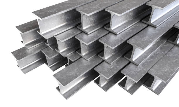 istock Stacked steel channels on transparent background 2154891582