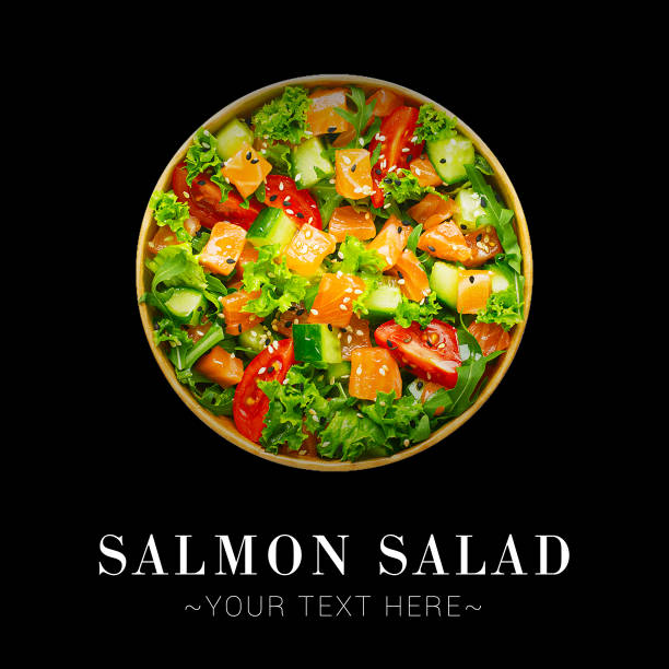 Grilled salmon salad with grapefruit, almonds and salad mix