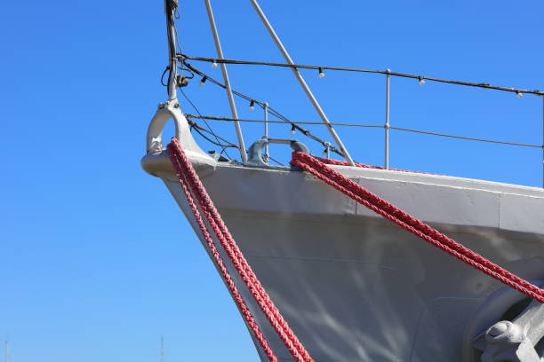 istock Mooring ropes on the bow of the ship 2154898638