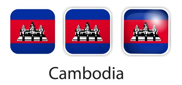 The flag of Cambodia features a red and blue design with the iconic Angkor Wat temple depicted in the center. This symbol represents Cambodian heritage and pride.