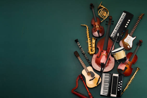 istock Back to music school. Assortment of Musical Instruments 2154900230