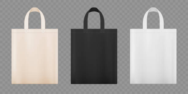Reusable tote shopping bag. Vector mockup Reusable tote shopping bag. Mockup isolated on transparent background. Stock vector template tote bag mock up stock illustrations