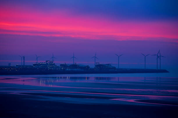 Sunset on a beach in Belgium, Knokke.