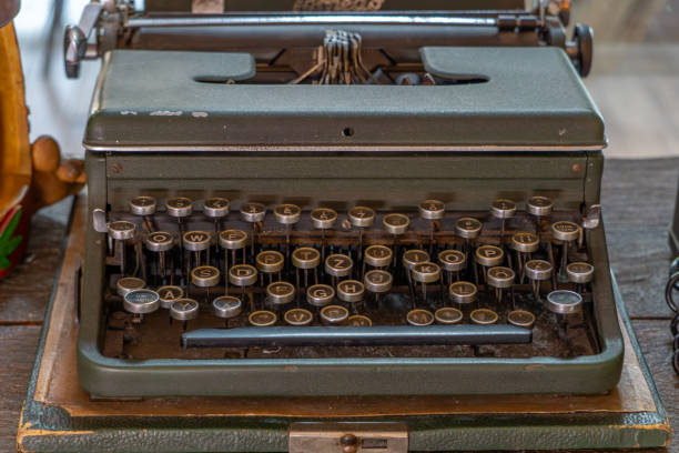 istock old antique, historical, one of the first typewriters 2154914302