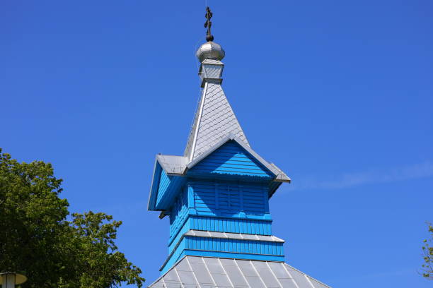 istock Blue church tower against the blue sky 2154917729