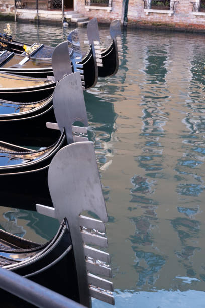Gondolas' details in the Venice canal