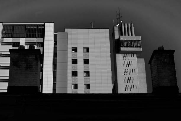 istock Trellick Tower with TwoTtower Blocks framed by Chimeys 2154921302