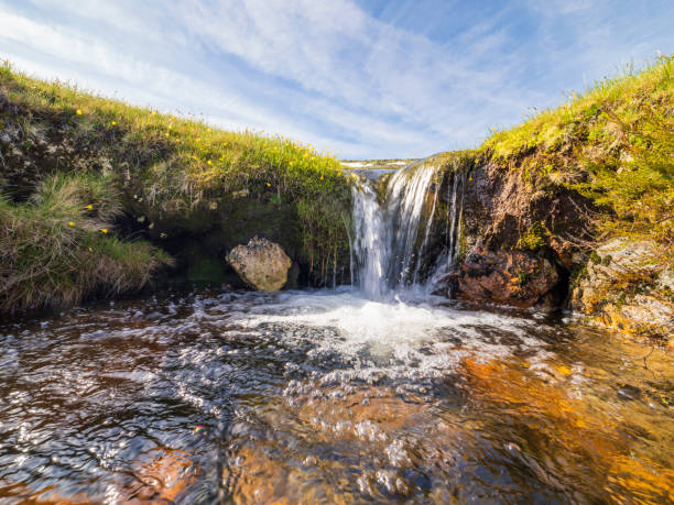 istock Small mountain stream formed by melting snow 2154923058