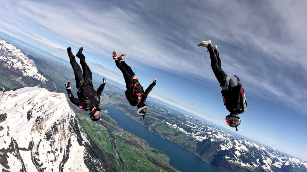 istock Freefall jumpers upside down in the air 2154923873
