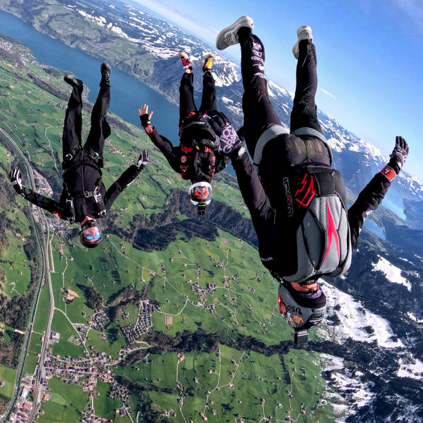 istock Freefall jumpers upside down in the air 2154923878