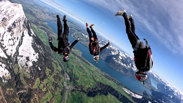 istock Freefall jumpers upside down in the air 2154923888