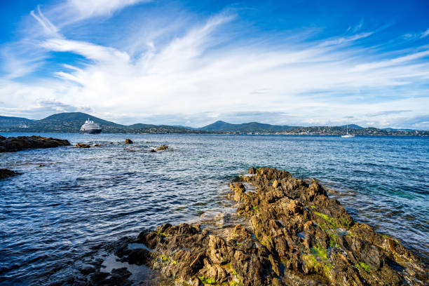 Sunny view from Saint-Tropez from a coastline