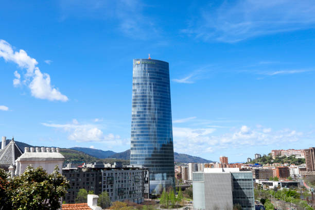 Bilbao, Biscay, Spain – September 08, 2020: Guggenheim Museum Bilbao.Iberdrola Tower in Bilbao