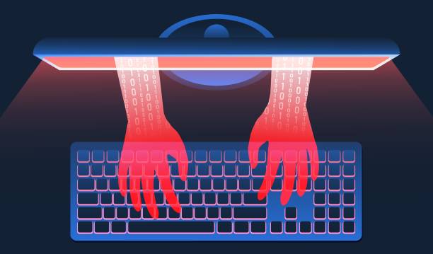 ilustrações de stock, clip art, desenhos animados e ícones de hacker hacking computer vector illustration - crime informático
