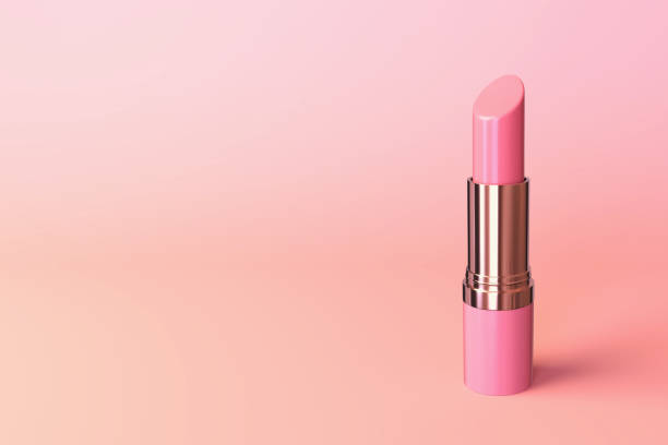 istock Pink lipstick on pink background 3d rendered illustration. Lip makeup accessory. Cosmetics clipart design element. Glossy glamour fashion product. Horizontal banner with copy space design template. 2154941249