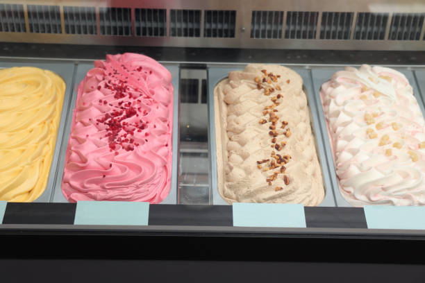 istock Ice cream flavours in trays 2154942234