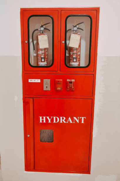 istock close up hydrand box and red fire extinguisher box in the office building 2154946502