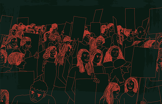 Protest Rights Drawing Protestors Protesting At A Protest March For Awareness In A Sketchy ...