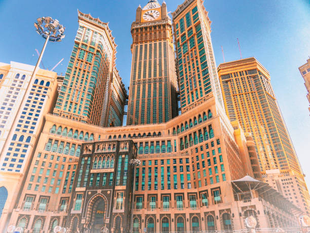 Makkah royal clock tower. The Makkah Royal ClockTower is the world's largest clock, situated in Makkah, Saudi Arabia. makkah royal clock tower stock pictures, royalty-free photos & images