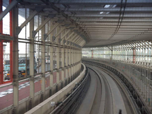 istock Tokyo monorail train arriving to the station 2154951377